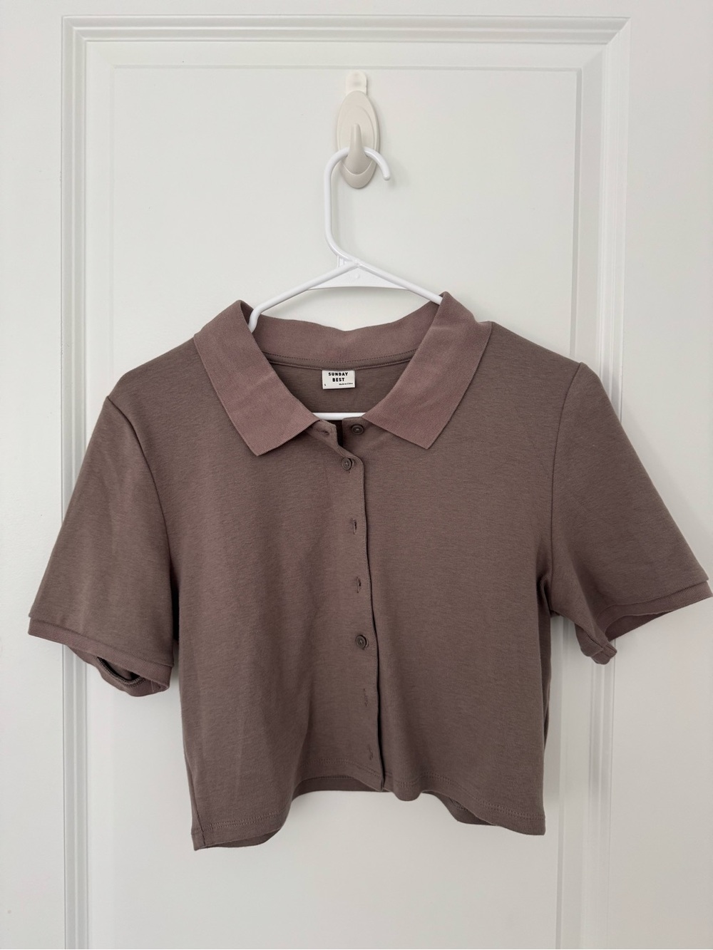 Aritzia Brown Cropped Polo Top